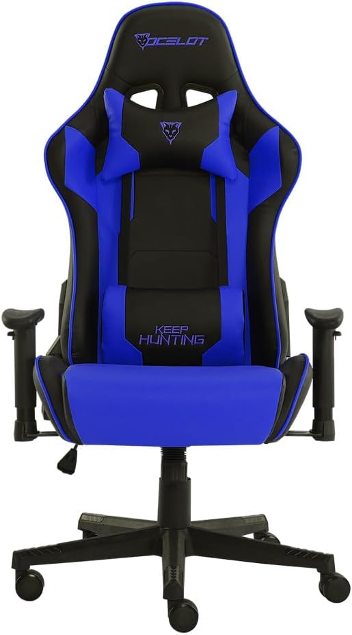 SILLA GAMER OCELOT / COLOR AZUL CON NEGRO / DESCANSA BRAZOS AJUSTABLES / RECLINABLE 90-155 GRADOS / SOPORTA HASTA 150KG