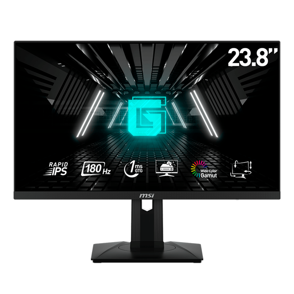 Monitor MSI 24 Gamer G244PF E2  Adaptive-Sync  1ms  180Hz  HDMIx2  DP  Rapid IPS  FHD  Pivot ~90°  G244PF E2  NEWMSI